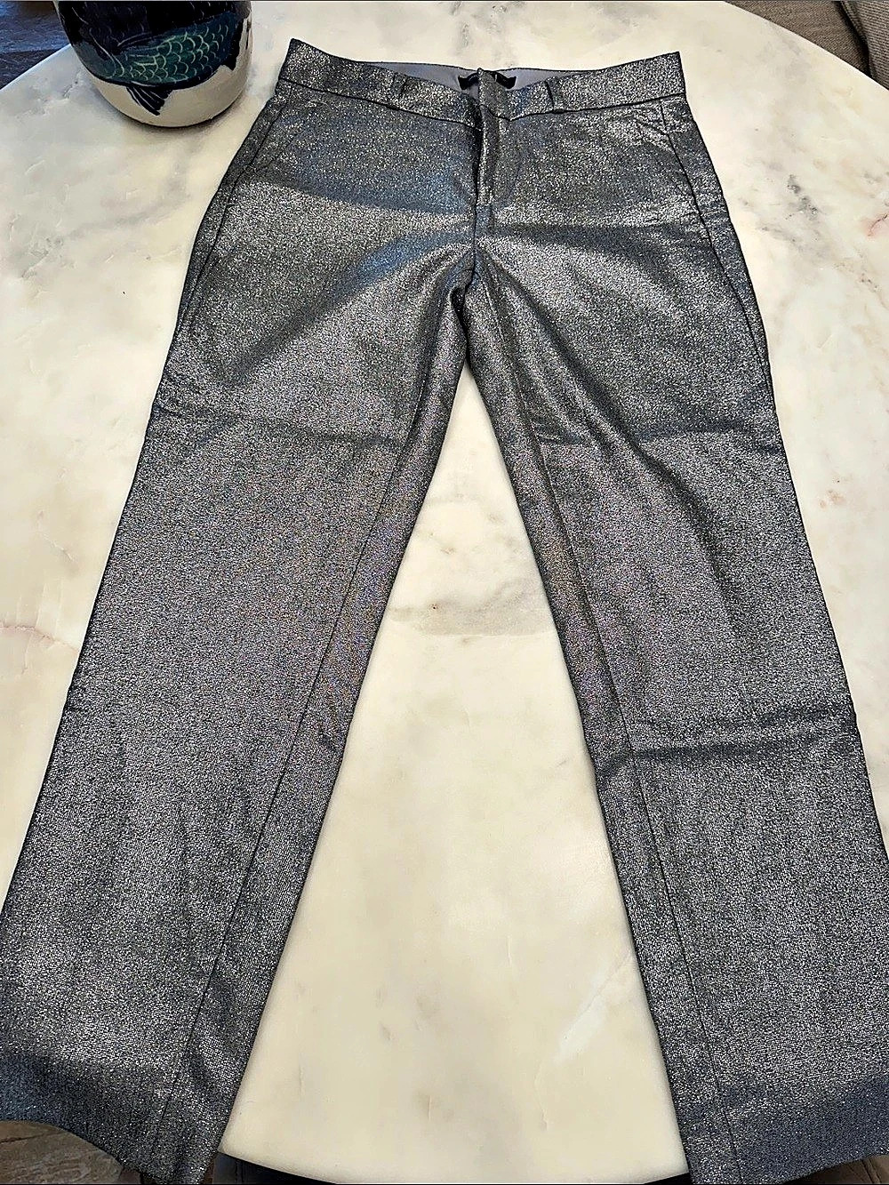 Banana Republic Avery Metallic Crop Pant Gray 2